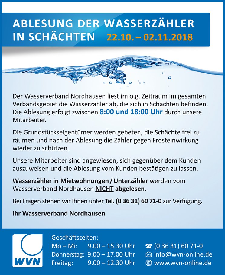 Bild: Ablesung der Wasserz&auml;hler in Sch&auml;chten